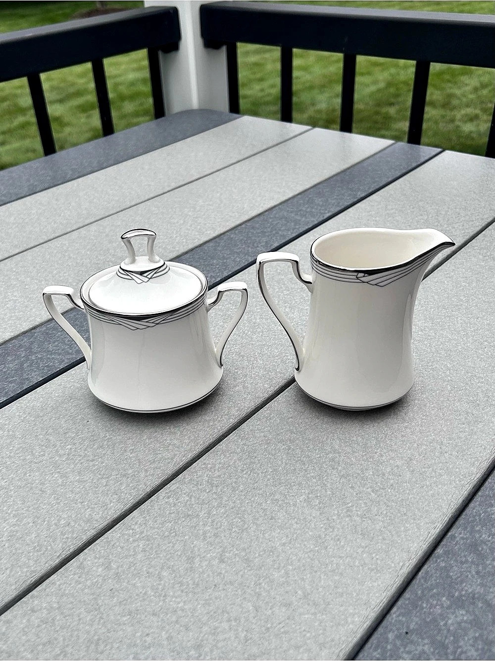 VINTAGE NORITAKE Sterling Cove Creamer & Sugar Set Fine China Retired LIKE New - Picture 3 of 10